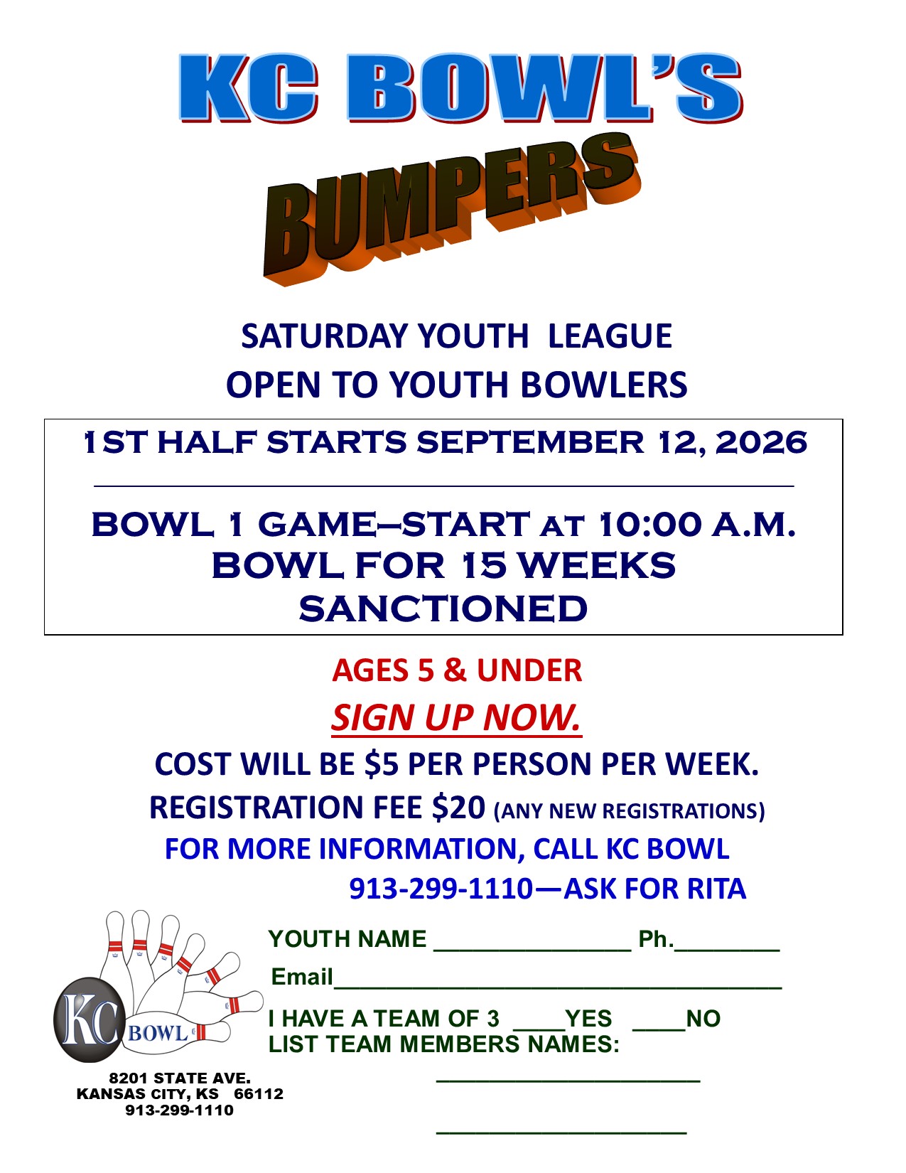 Bumpers Saturday Youth League Fall 2025