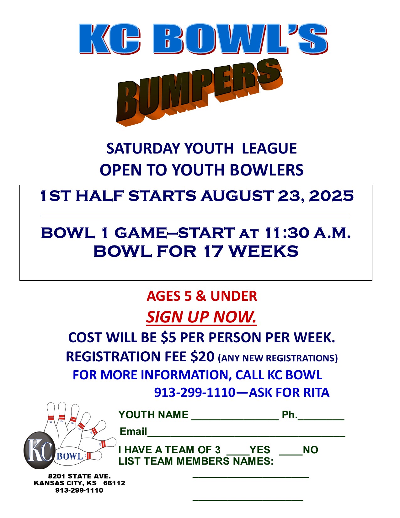 Bumpers Saturday Youth League Fall 2025