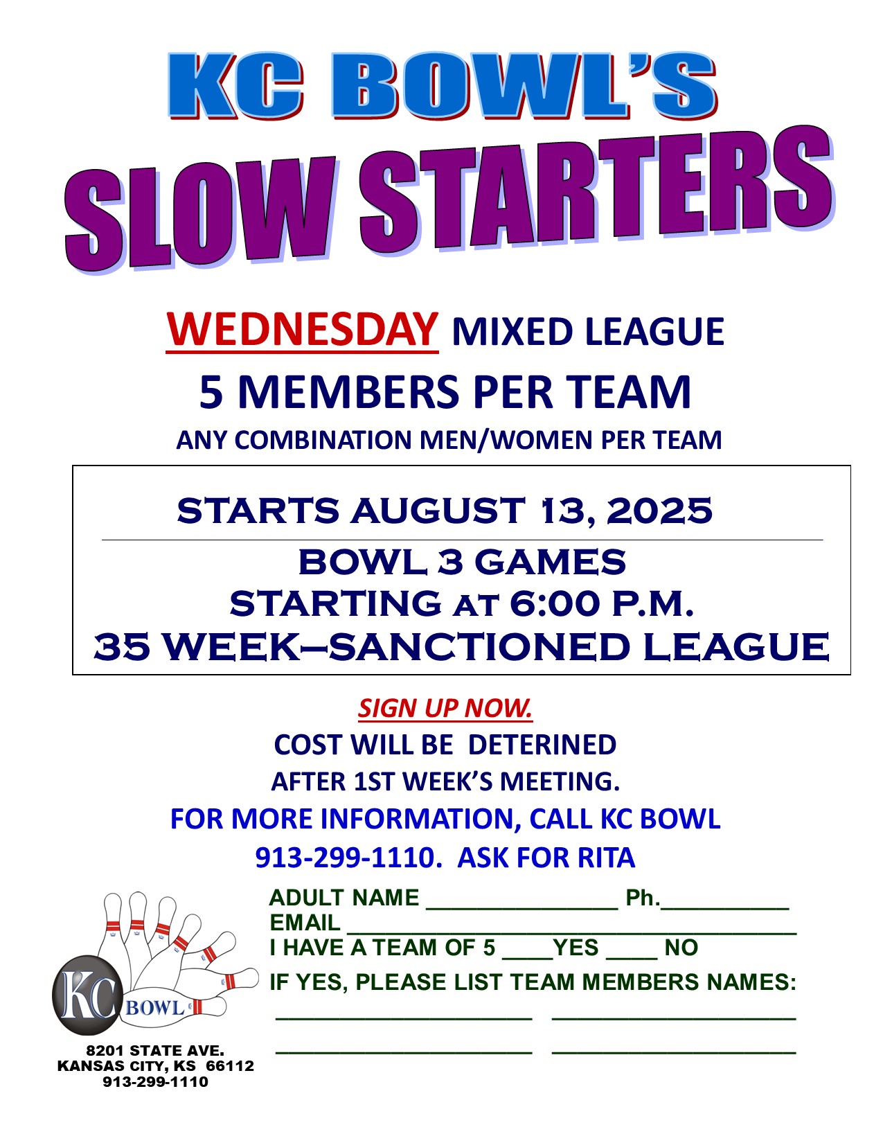 Slow Starters Wed Mixed 2025